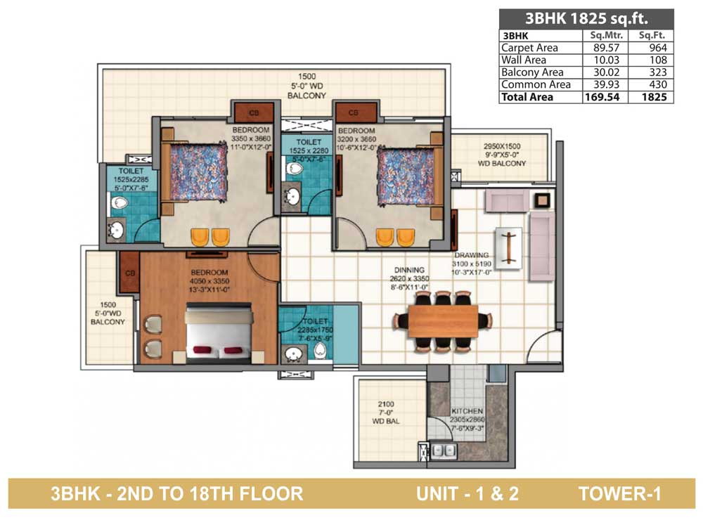 aig royal 3bhk flats floor plan